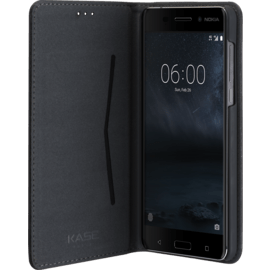 Coque clapet folio avec fente pour cartes & support pour Nokia 6 (2017), Noir