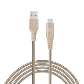 Câble USB 3.1 Gen 2 charge rapide USB-C vers USB-A métallisé tressé Charge/sync (1M), Or