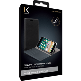 Diarycase Coque clapet en cuir véritable avec support aimanté pour Apple iPhone 6 Plus/6s Plus, Noir Lézard