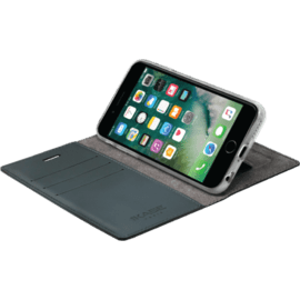Diarycase Coque clapet en cuir véritable avec support aimanté pour Apple iPhone 6/6s, Noir Lézard