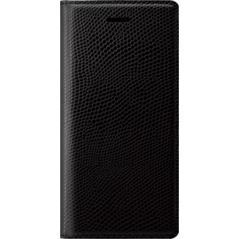 Diarycase Coque clapet en cuir véritable avec support aimanté pour Apple iPhone 7/8/SE 2020/SE 2022, Noir Lézard