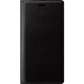 Diarycase Coque clapet en cuir véritable avec support aimanté pour Apple iPhone XS Max, Noir Lézard