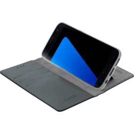 Diarycase Coque clapet en cuir véritable avec support aimanté pour Samsung Galaxy S7, Noir Lézard