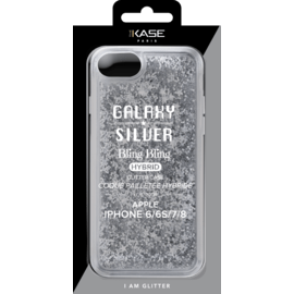 Bling Bling Coque pailletée hybride pour Apple iPhone 6/6S/7/8/SE 2020, Argent Galaxie