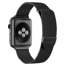Bracelet mesh en acier inoxydable pour Apple Watch® Series 1/2/3/4 42/44mm, Noir