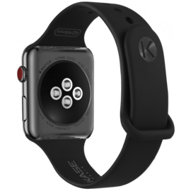Bracelet en gel de silicone doux pour Apple Watch® Series 1/2/3/4 42/44mm, Noir de jais