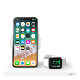 Station de recharge sans fil 7,5W pour iPhone et Apple Watch blanc