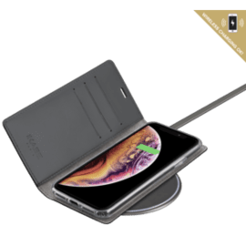 Diarycase 2.0 Coque clapet en cuir véritable avec support aimanté pour Apple iPhone X/XS, Minuit Noir