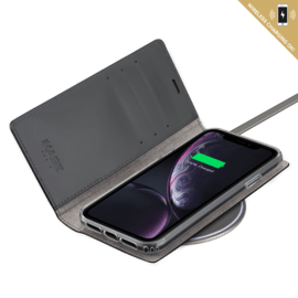 Diarycase 2.0 Coque clapet en cuir véritable avec support magnétique pour Apple iPhone XR, Minuit Noir 