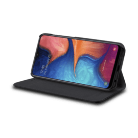 Coque clapet folio avec fente pour cartes & support pour Samsung Galaxy A20e 2019, Noir