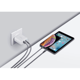 Chargeur secteur mural UE double USB universel PowerPort Speed+ Charge Rapide 36W (Qualcomm 3.0/Power Delivery), Blanc