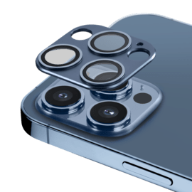 Protecteur en alliage métallique des objectifs photo pour Apple iPhone 12 Pro Max, Bleu Cobalt