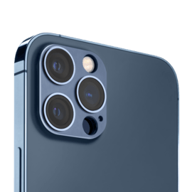 Protecteur en alliage métallique des objectifs photo pour Apple iPhone 12 Pro Max, Bleu Cobalt