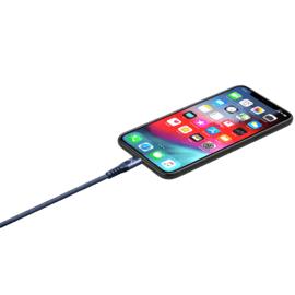 Câble USB-C vers Lightning certifié MFi Apple métallisé tressé Charge/sync (1M), Bleu Oxford