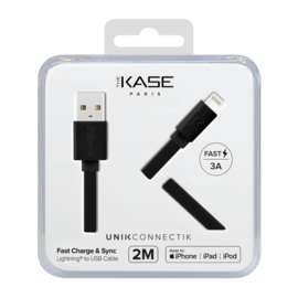Câble Lightning certifié MFi Apple Charge Speed 3A charge/ sync (2M), Noir de jais