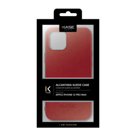 Coque en Suède Alcantara pour Apple iPhone 12 Pro Max, Rouge rubis