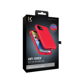 (O) Coque antichoc en gel de silicone doux pour Apple iPhone 12 mini, Rouge Ardent 
