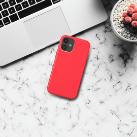 (O) Coque antichoc en gel de silicone doux pour Apple iPhone 12 mini, Rouge Ardent 