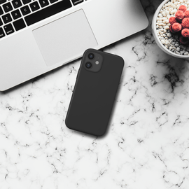 Coque antichoc en gel de silicone doux pour Apple iPhone 12 mini, Noir Satin