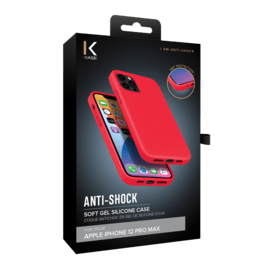 Coque antichoc en gel de silicone doux pour Apple iPhone 12 Pro Max, Rouge Ardent 