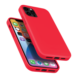(O) Coque antichoc en gel de silicone doux pour Apple iPhone 12/12 Pro, Rouge Ardent 