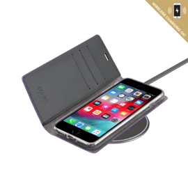 Diarycase 2.0 Coque clapet en cuir véritable avec support aimanté pour Apple iPhone 6/6s/7/8/SE 2020/SE 2022, Violet Lilas