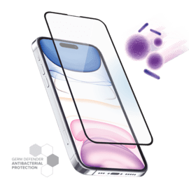 Protection d’écran antibactérienne en verre trempé ultra-résistant (100% de surface couverte) pour Apple iPhone 14 Pro Max, Noir