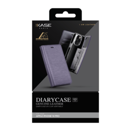 Diarycase 2.0 Coque clapet en cuir véritable avec support aimanté pour Apple iPhone 14 Pro, Vesper Violet