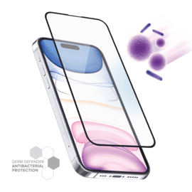 Protection d’écran antibactérienne en verre trempé ultra-résistant à bords incurvés pour Apple iPhone 15 Pro, Noir