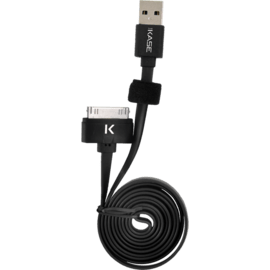 Cable plat 30 broches vers USB (1m) pour Apple, Noir de Jais