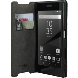 Coque clapet avec pochettes CB & stand pour Sony Xperia Z5, Noir