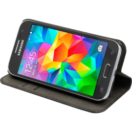 Coque clapet avec pochettes CB & stand pour Samsung Galaxy Core Prime G360, Noir