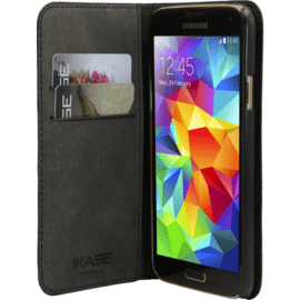 Coque clapet avec pochettes CB & stand pour Samsung Galaxy S5, Noir