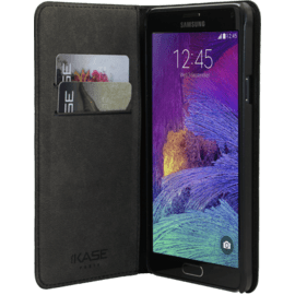 Coque clapet avec pochettes CB & stand pour Samsung Galaxy Note 4, Noir
