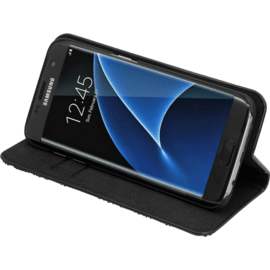 Coque Clapet Bling Strass pour Samsung Galaxy S7 Edge, Minuit Noir