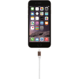 Câble Lightning certifié MFi Apple Charge/Sync (0.3M) Cuir veritable Bois de Noyer Blanc