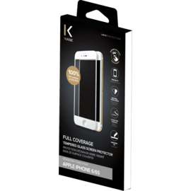 Protection d'écran en verre trempé (100% de surface couverte) pour iPhone 6/6s, Blanc