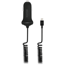 Chargeur allume-cigare avec câble Lightning MFi enroulé 1,2m & extra Port USB