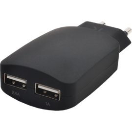 Chargeur Universel Double USB (EU) 3.4A, Noir de Jais