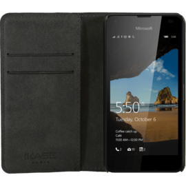 Coque clapet avec pochettes CB & stand pour Microsoft Lumia 550, Noir