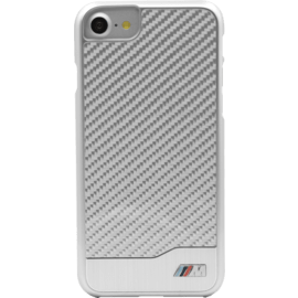 BMW Coque carbone & aluminium pour Apple iPhone 7/8/SE 2020, Argent