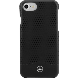 Mercedes Benz Pure Line Coque cuir perforé veritable pour Apple iPhone 7/8, Noir