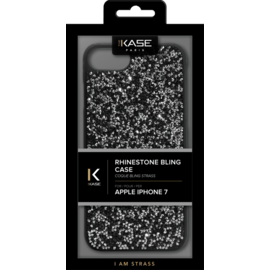Coque Bling Strass pour Apple iPhone 6/6s/7/8/SE 2020/SE 2022, Minuit Noir & Argent