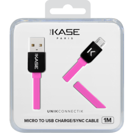 Cable plat vers Micro USB (1m) pour Android, Rose Bonbon