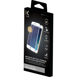 Protection d'écran en verre trempé avec Anti-lumière bleue (100% de surface couverte) pour iPhone 7, Blanc