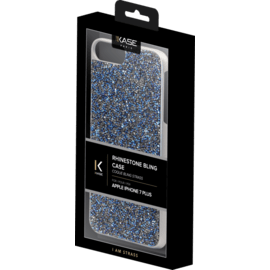 Étui en strass Bling pour Apple iPhone 6 Plus / 6s Plus / 7 Plus / 8 Plus, Sapphire Blue & Silver