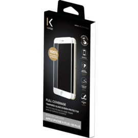 Protection d'écran en verre trempé (100% de surface couverte) pour iPhone 6/6s Plus, Blanc