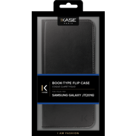 Coque clapet avec pochettes CB & stand pour Samsung Galaxy J7 (2016), Noir