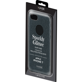 Coque slim pailletée étincelante pour Apple iPhone 7, Noir