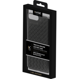 Coque en cuir véritable Treccia pour Apple iPhone 6 Plus/6s Plus/7 Plus/8 Plus, Noir Satin
